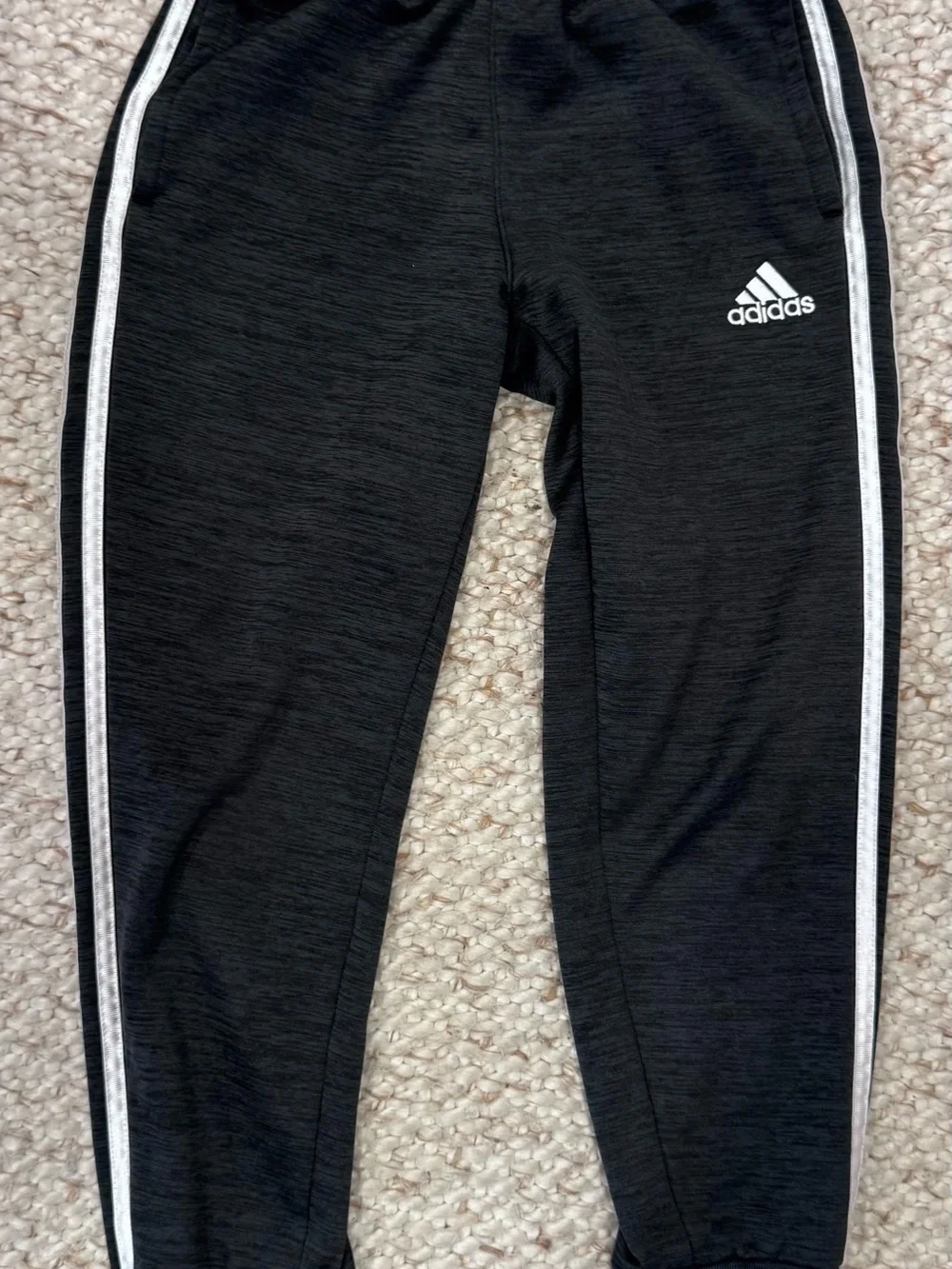 adidas Black Jogger Pants with White Side Stripes